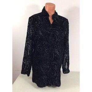 Anne Carson Velvet Blouse Top Womens Small